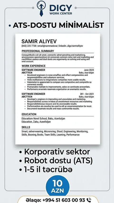 ATS dostu minimalist CV